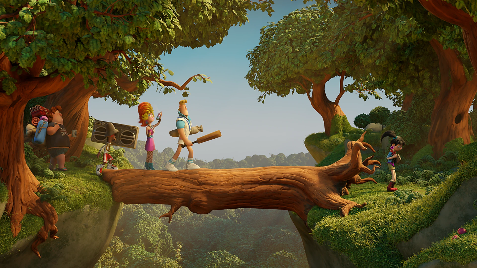Animated ensemble characters in a forest